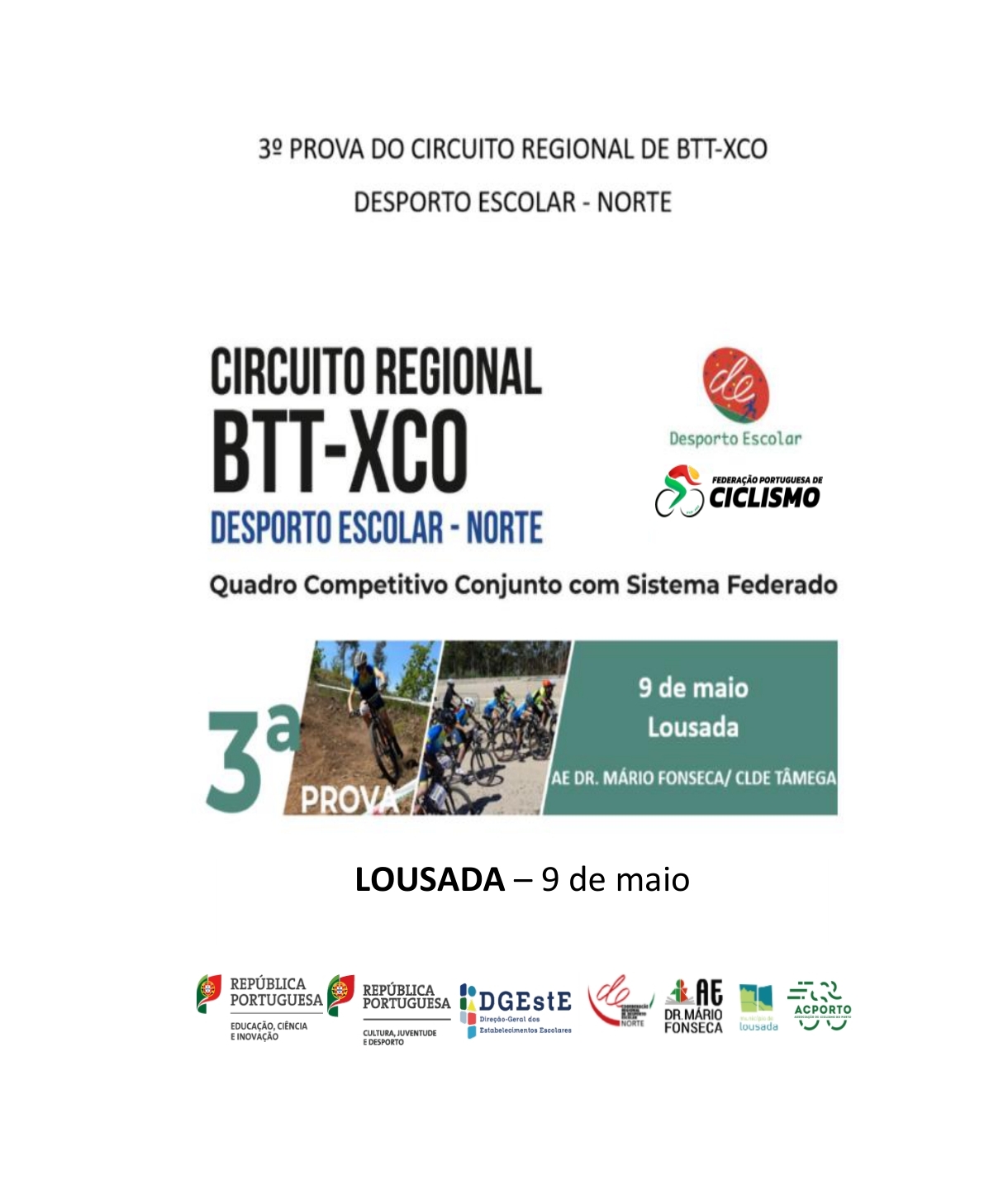 3� PROVA DE BTT-XCO DESPORTO ESCOLAR - CIRCUITO REGIONAL ZONA NORTE