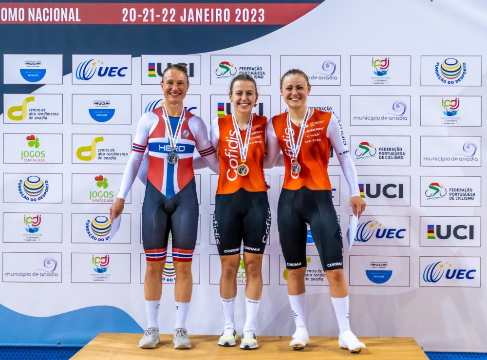 Valentine Fortin e William Perrett mais fortes no concurso de omnium