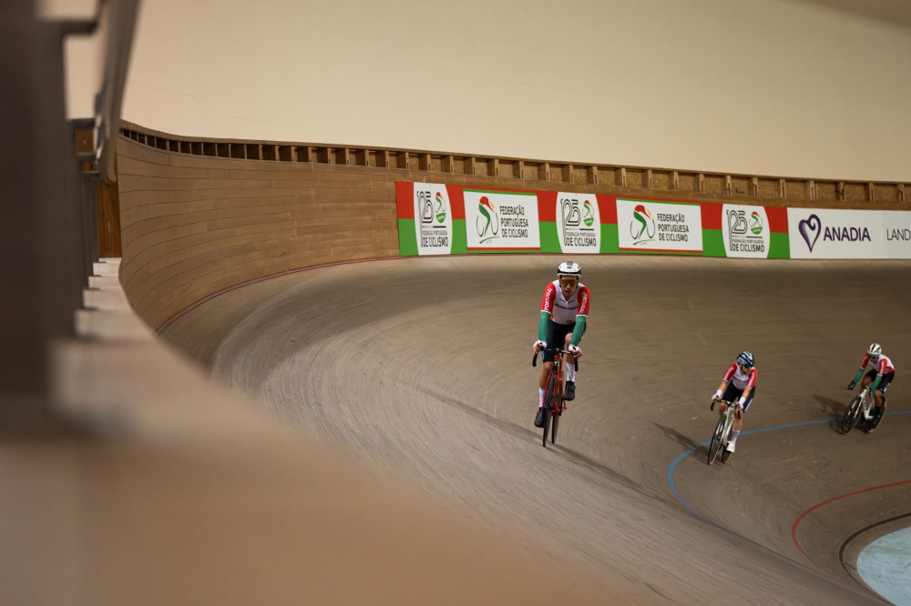 Diogo Narciso e Daniela Campos em prova no segundo dia do Campeonato do Mundo de Pista