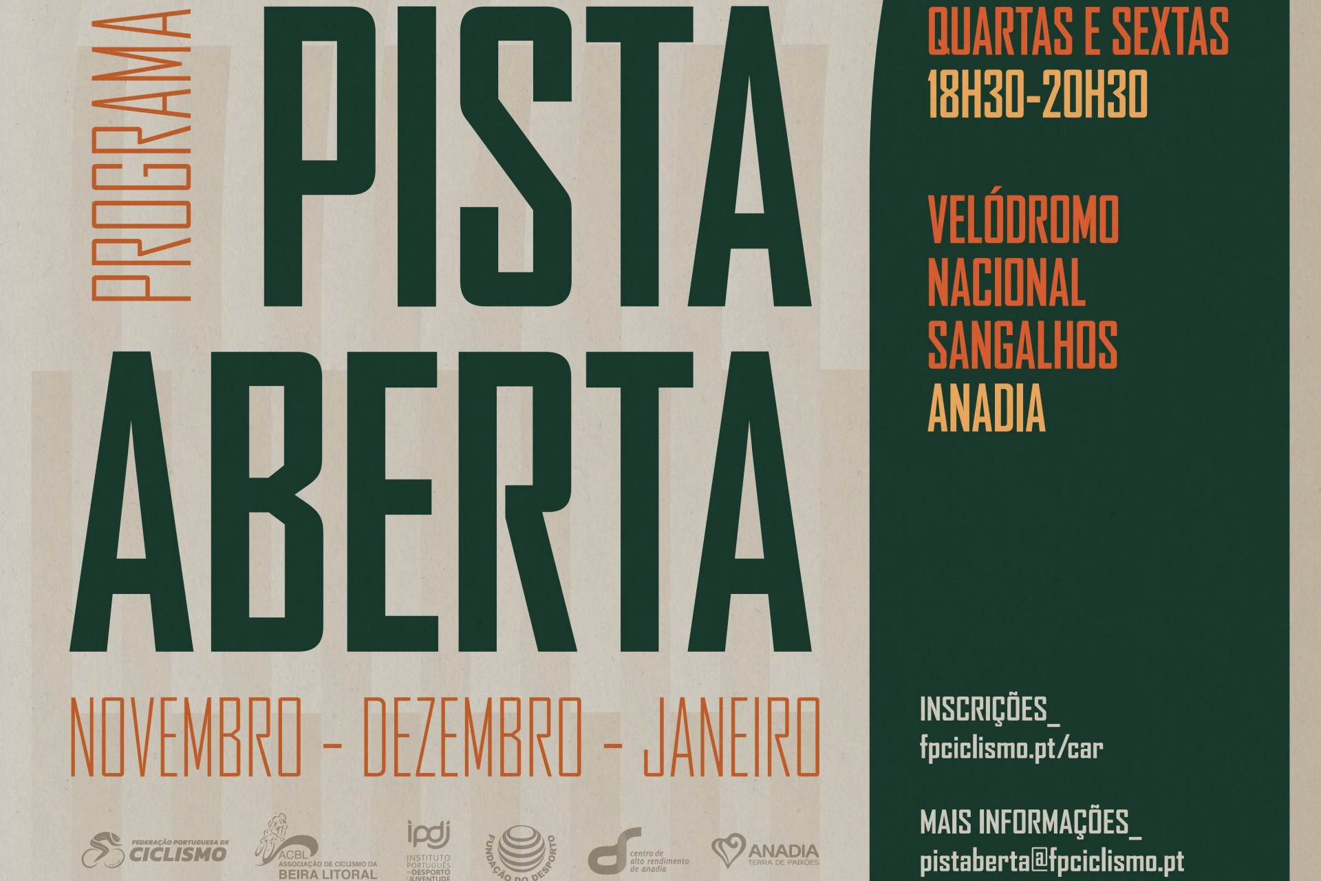 Programa Pista Aberta regressa a 4 de novembro ao Vel�dromo Nacional de Anadia